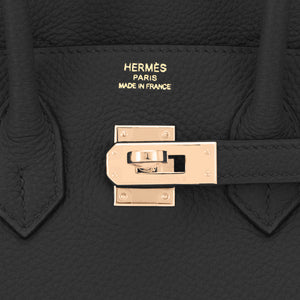 Hermes Black Birkin 25cm Togo Rose Gold Hardware