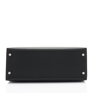 Hermes Kelly 28cm Black Epsom Sellier Palladium Hardware Shoulder Bag