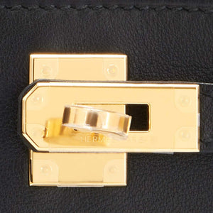 Hermes Kelly Pochette Black Gold Hardware Clutch Cut Bag