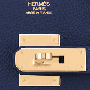 Hermes Bleu Nuit Deep Navy Birkin 30cm Togo Gold Bag Z Stamp, 2021