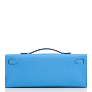 Hermes Blue Paradise Kelly Cut Clutch Bag