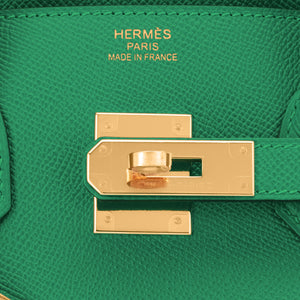 Hermes Birkin 30 Cactus Emerald Green Epsom Gold Bag