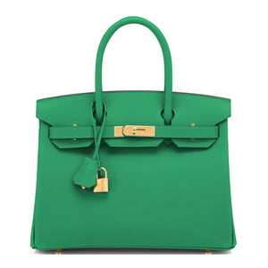Hermes Birkin 30 Cactus Emerald Green Epsom Gold Bag