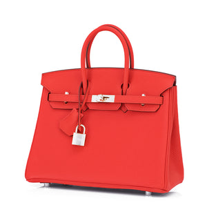Hermes Birkin 25 Capucine Red Orange Togo Bag