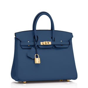 Hermes Birkin 25 Deep Blue Bag Gold Hardware