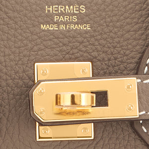 Hermes Etoupe Birkin 25cm Togo Gold Hardware