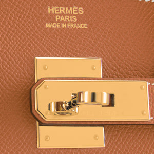 Hermes Gold Camel Tan 30cm Birkin Epsom Gold Hardware