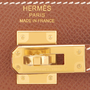 Hermes Gold Kelly 25cm Tan Sellier Gold Hardware Shoulder Bag Z Stamp, 2021