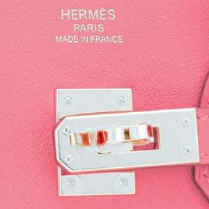 Hermes Rose Ete Birkin 25 Swift Palladium Hardware