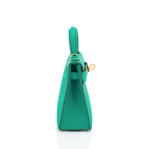 Hermes Mini Kelly 20cm Vert Jade VIP Epsom Gold Shoulder Bag, Z Stamp, 2021
