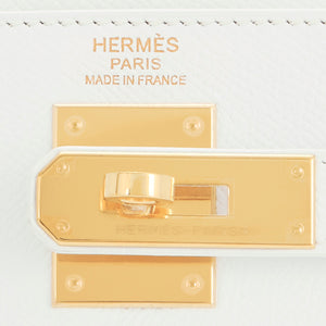 Hermes White Kelly 32cm Sellier Gold Hardware