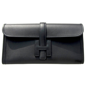 Hermes Black Jige Elan 29cm Clutch Swift Leather Bag Unisex