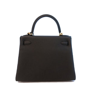 Hermes Black 28cm Togo Kelly Gold GHW Shoulder Bag Classic New