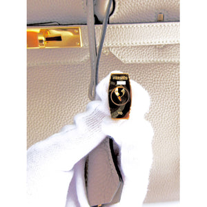 Hermes Gris Tourterelle 35cm Birkin Gold GHW Tote Bag Pretty