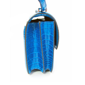 Bleu Izmir Mini 18cm Constance Shiny Alligator Crossbody Shoulder Bag