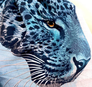 Limited Edition Hermes Panthera Pardus Blue Cashmere Shawl