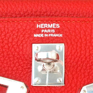 Hermes Vermillion 25cm Lipstick Red Togo Mini Kelly Bag Palladium Rare Jewel