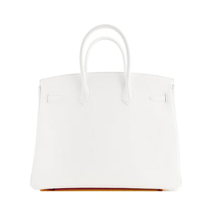 Hermes White Gold 35cm Birkin GHW 2016 Bag Superb
