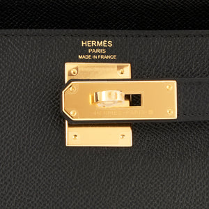 Hermes Black Epsom 28cm Kelly Sellier Gold Hardware A Stamp