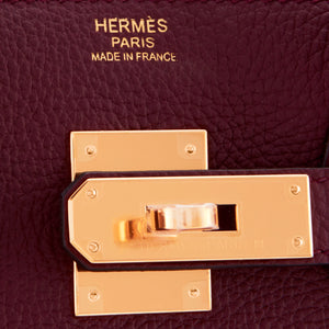Hermes Bordeaux 30cm Birkin Togo Gold Hardware