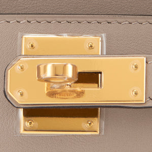 Hermes Gris Asphalt Kelly Cut Pochette Clutch Swift Gold Hardware