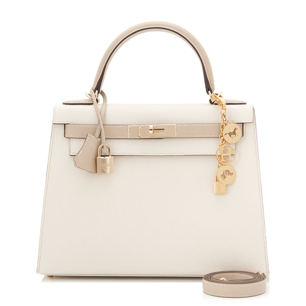 Hermes Craie Kelly 28cm Epsom Palladium Hardware - Chicjoy