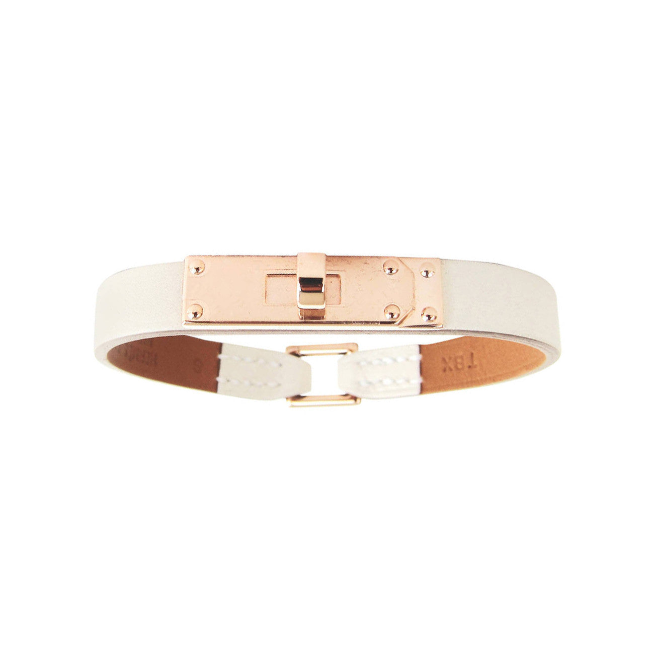 Hermes Craie Swift Rose Gold Micro Kelly Leather Bracelet Medium