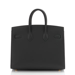 Hermès Birkin 25 Sellier Black Epsom Gold Hardware