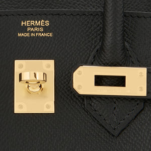 Hermes Birkin 25 Sellier Black Epsom Gold Hardware