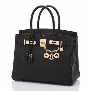 Hermes Black Ostrich Birkin 30cm Rose Gold Hardware Bag