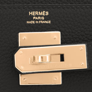 Hermes Kelly 28cm Black Togo Gold Shoulder Bag