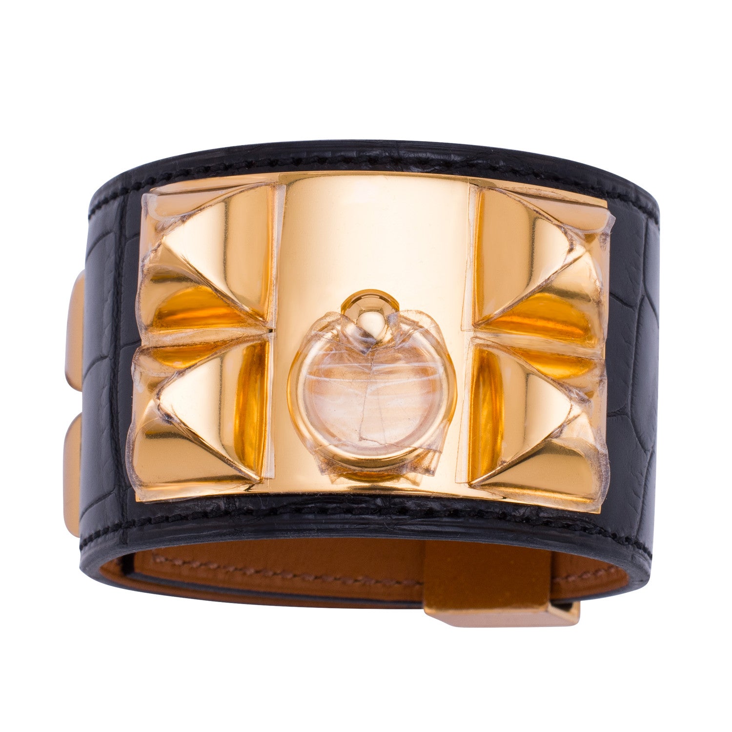 【本日特価】 Hermes Matte Black Crocodile Collier de Chien CDC Bracelet アクセサリー