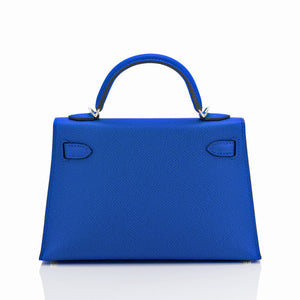 Hermes Mini Kelly 20cm Blue France VIP Epsom Sellier Bag, Z Stamp, 2021 at  1stDibs