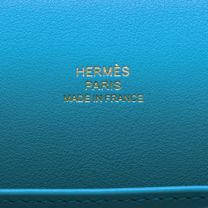 Hermes Kelly Pochette Blue France Gold Hardware Clutch Cut Bag U Stamp, 2022