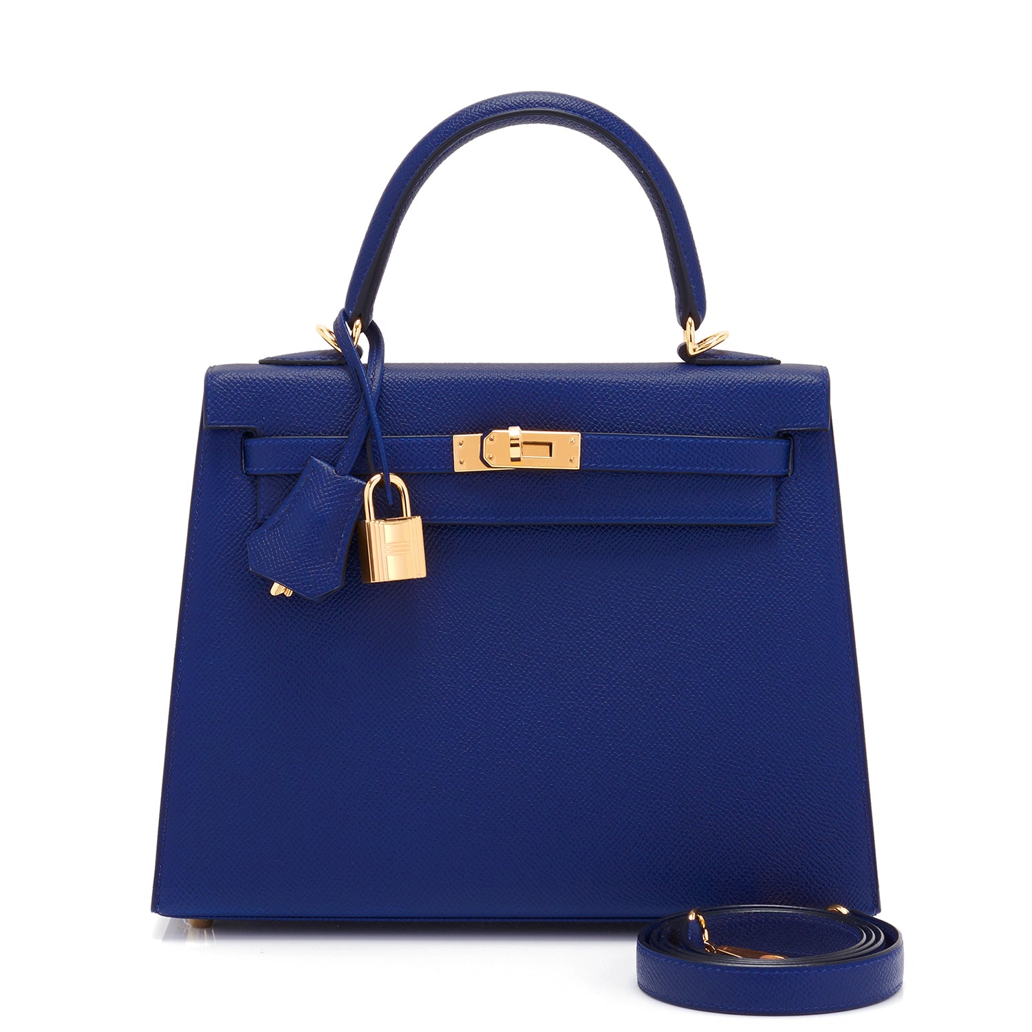 Hermes Kelly Blue Sapphire 25cm, Clemence with Gold