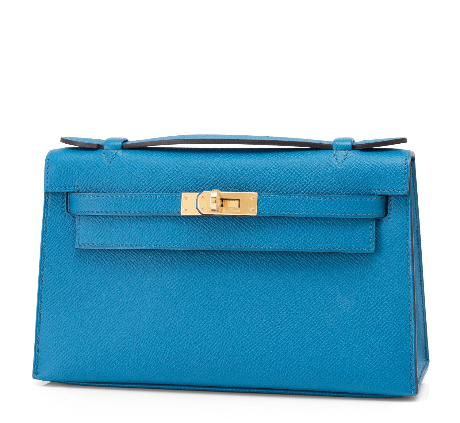 Hermes Black GHW Epsom Mini Kelly Pochette Clutch Handbag Bag
