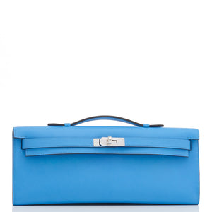 Hermes Blue Paradise Kelly Cut Clutch Bag