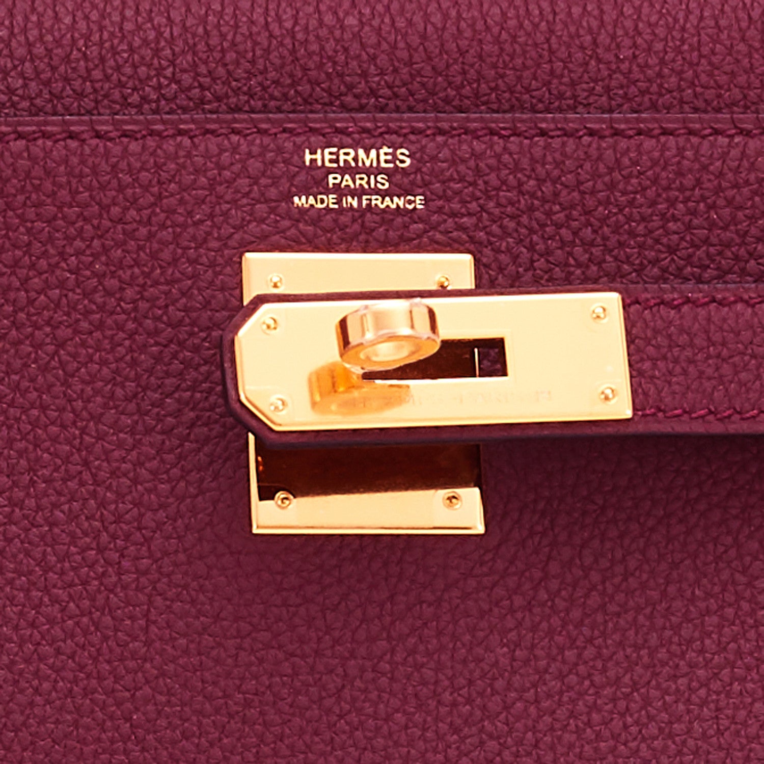 Hermes Kelly Bag Togo Leather Gold Hardware In Burgundy