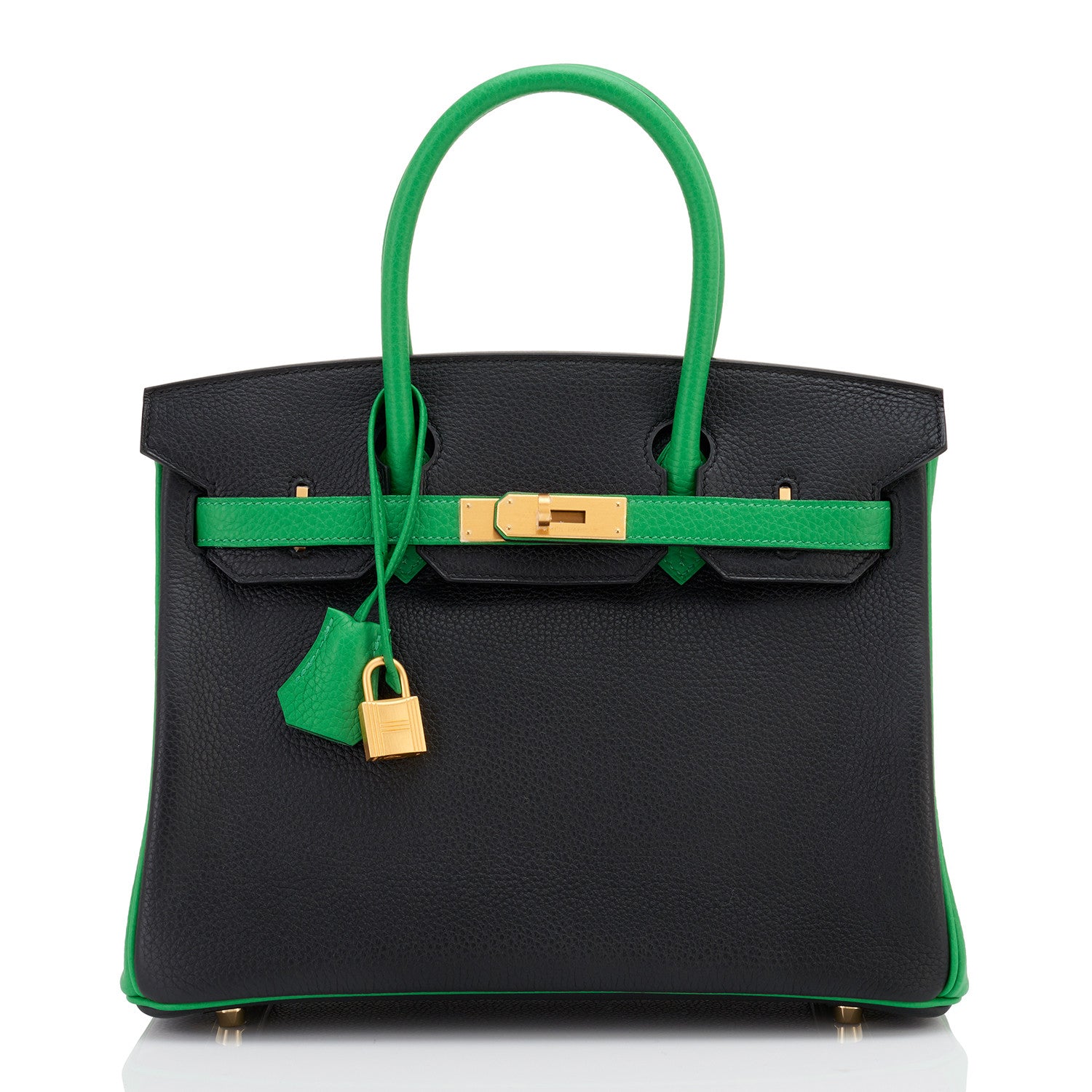Hermes HSS Bamboo and Black Bi-Color SO Birkin Bag 30cm Gold