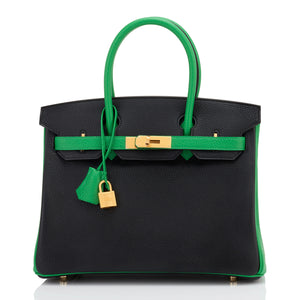 Hermes HSS Bamboo and Black Bi-Color SO Birkin Bag 30cm Gold Hardware