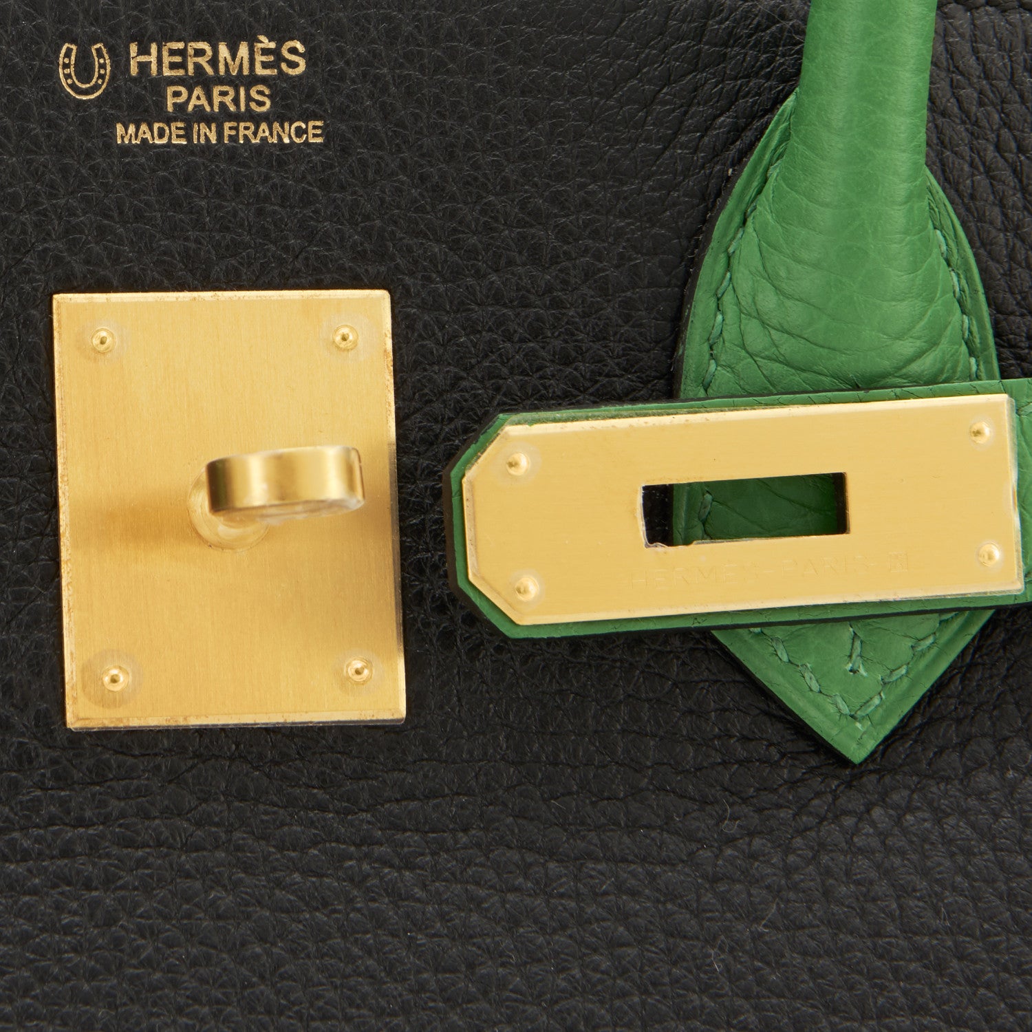 Hermes HSS Etoupe and Black 30cm Swift Birkin Horseshoe Stamp - Chicjoy