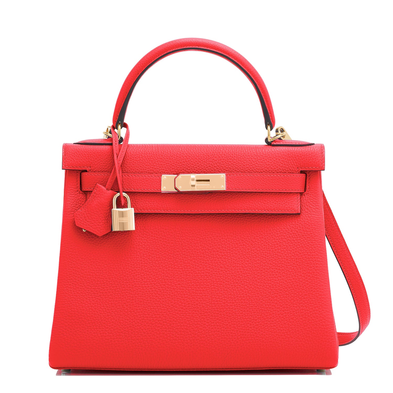 Hermes Kelly 28cm Capucine Red Orange Togo Gold Shoulder Bag Chicjoy