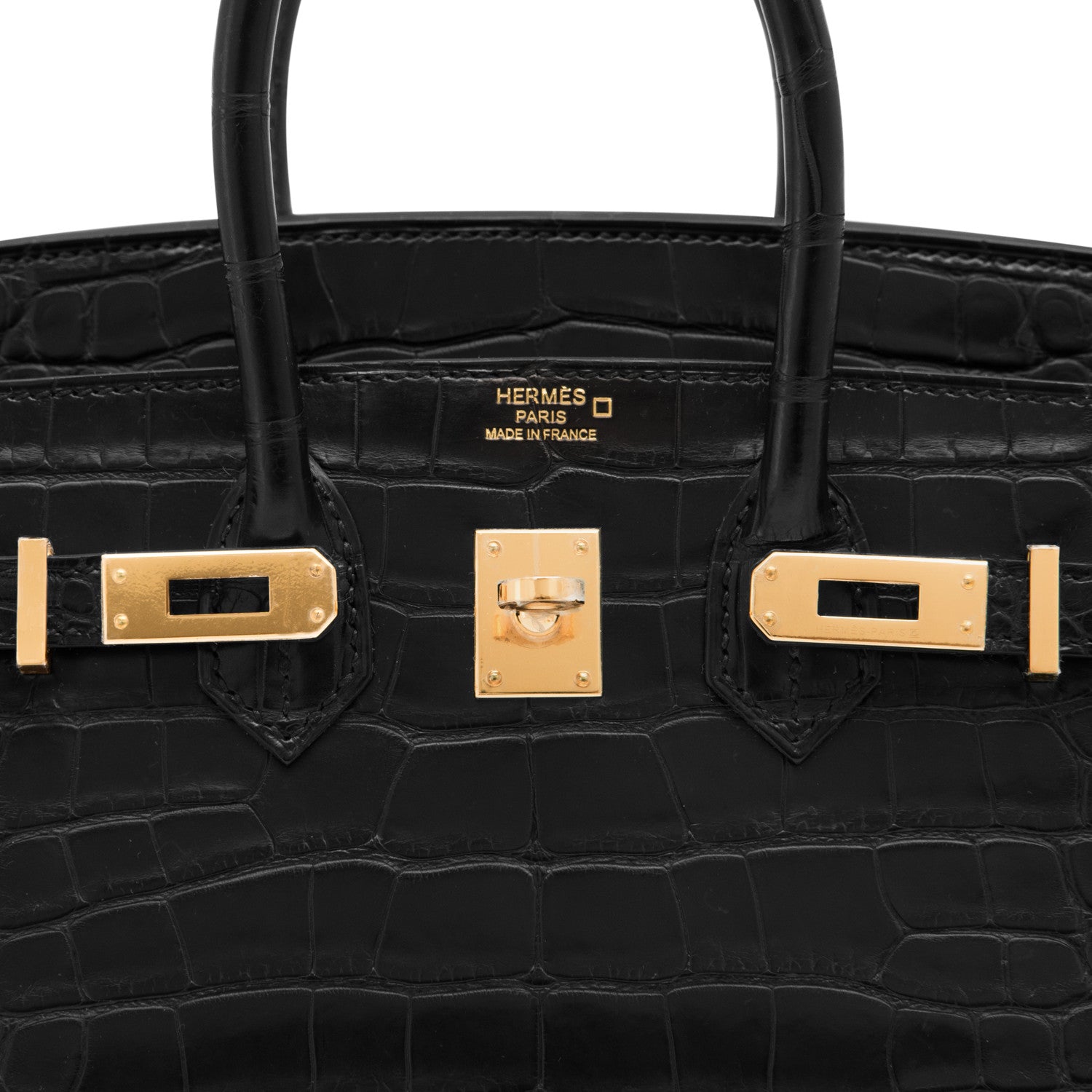 Hermes Birkin Bag Alligator Leather Gold Hardware In Black