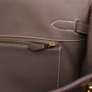 Hermes Etoupe Togo 35cm Birkin Bag Gold Hardware - Chicjoy