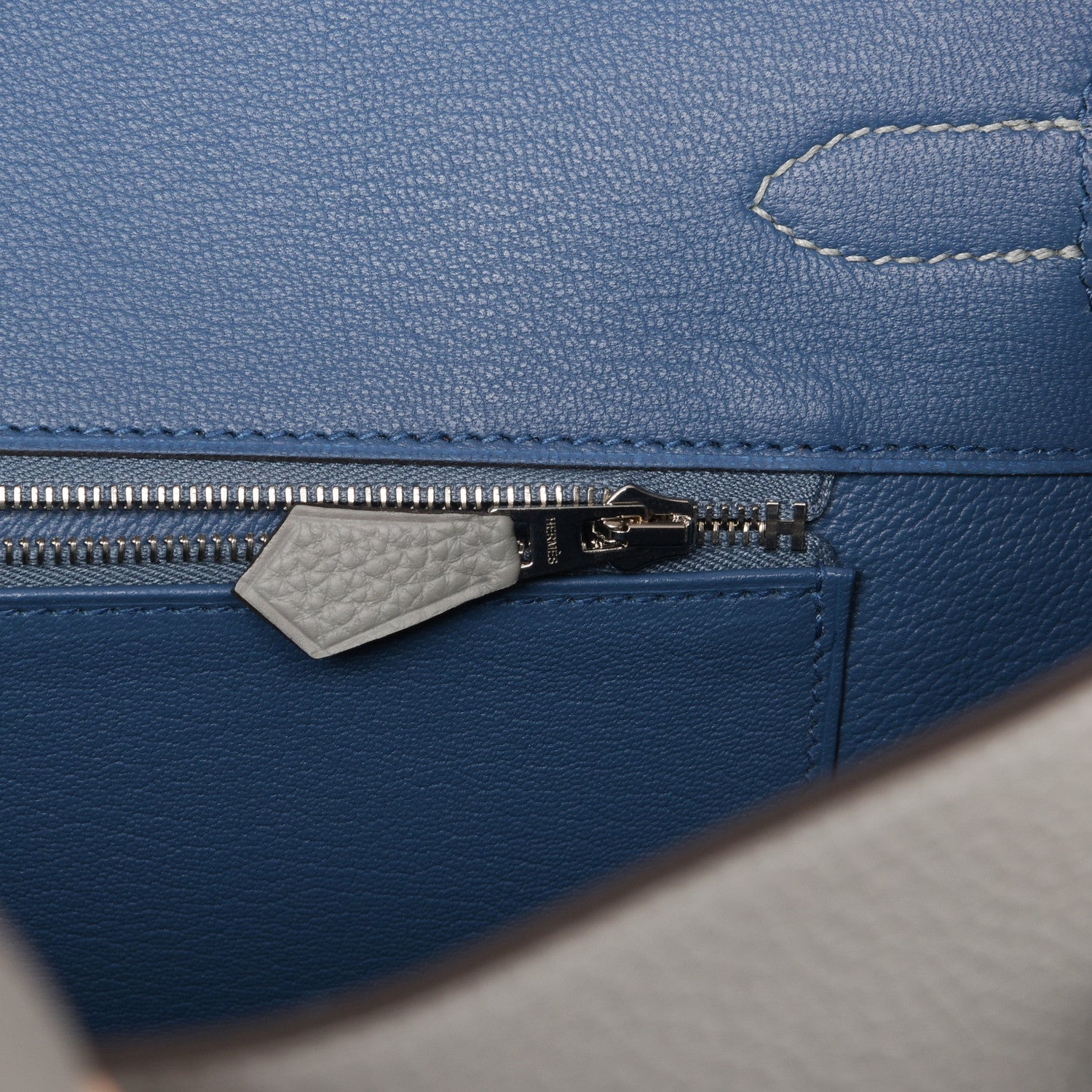 Hermes Birkin Bag 35cm Gris Mouette Blue Agate Verso Palladium Hardware