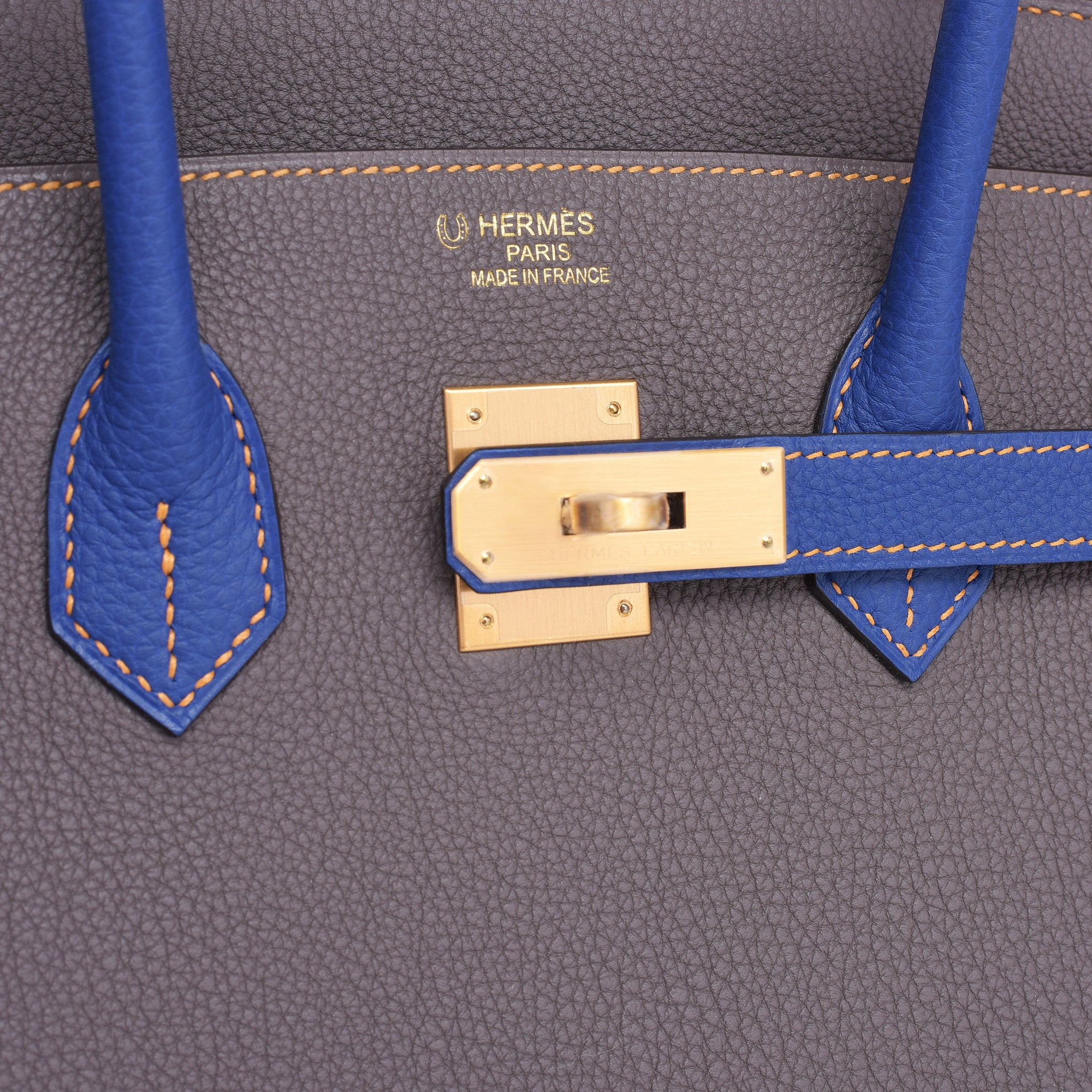 Hermes Etain Blue Electric 35cm Togo Gold Special Order Horseshoe