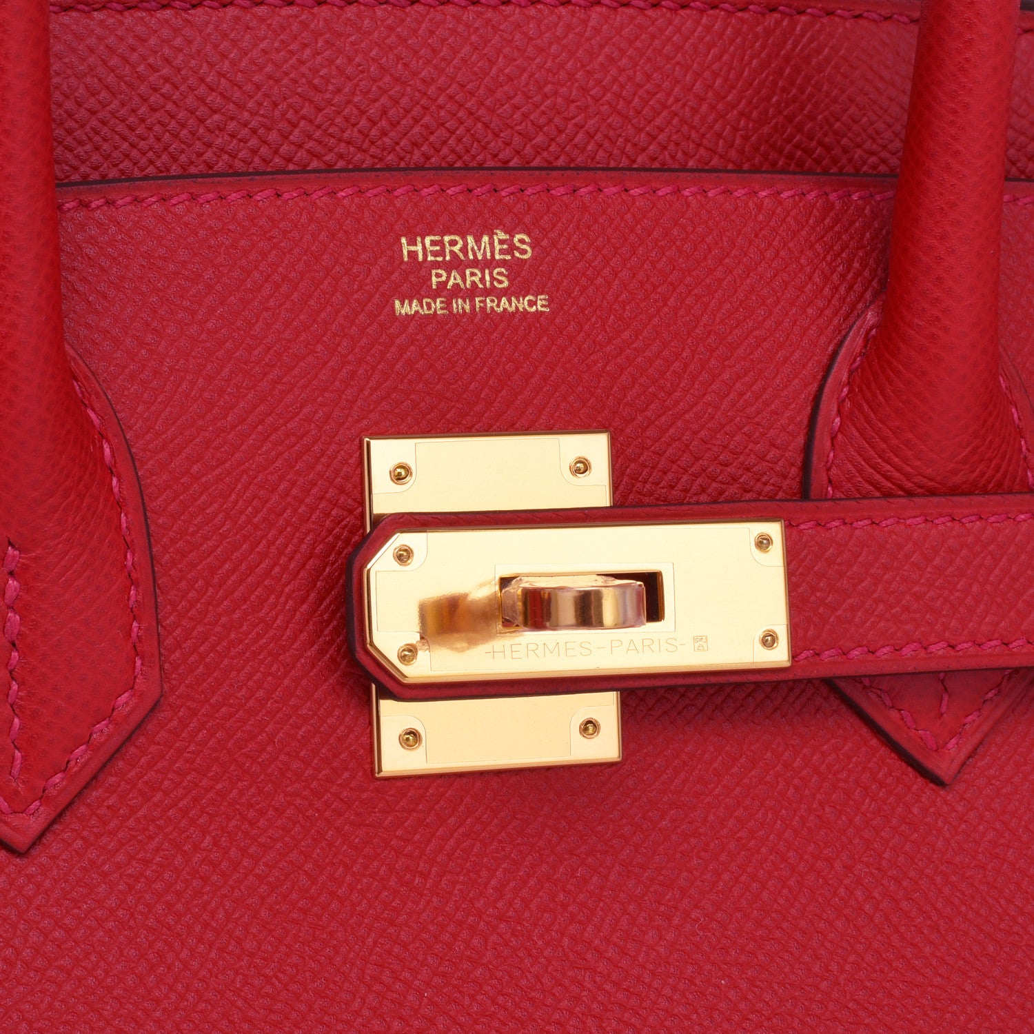 Hermes Birkin 30 Bag Rouge Casaque Epsom Gold Hardware • MIGHTYCHIC • 