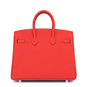 Hermes Birkin 25 Capucine Red Orange Togo Bag
