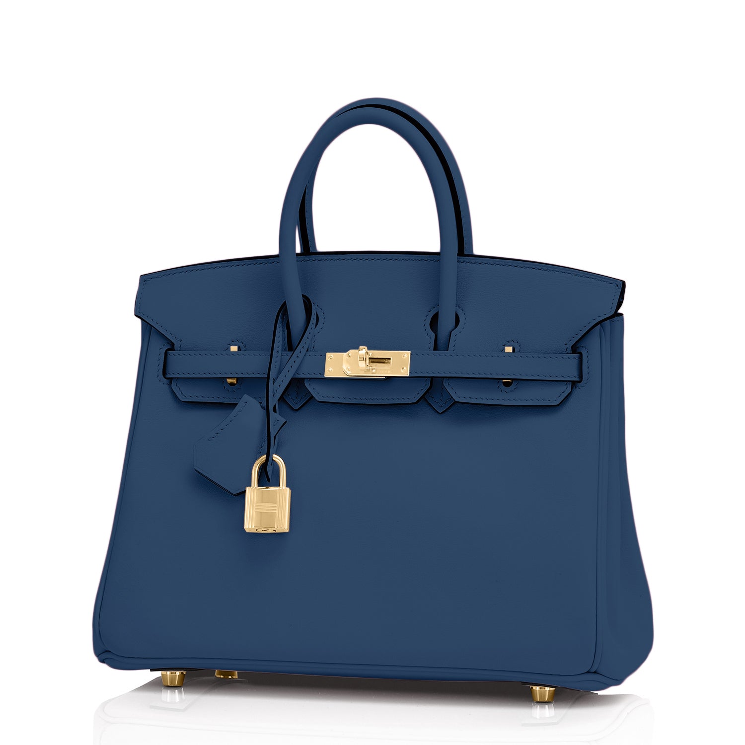 A NAVY BLUE LEATHER 'KELLY' BAG