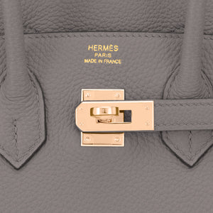 Hermes Birkin 25cm Etain Tin Grey Rose Gold Hardware Bag